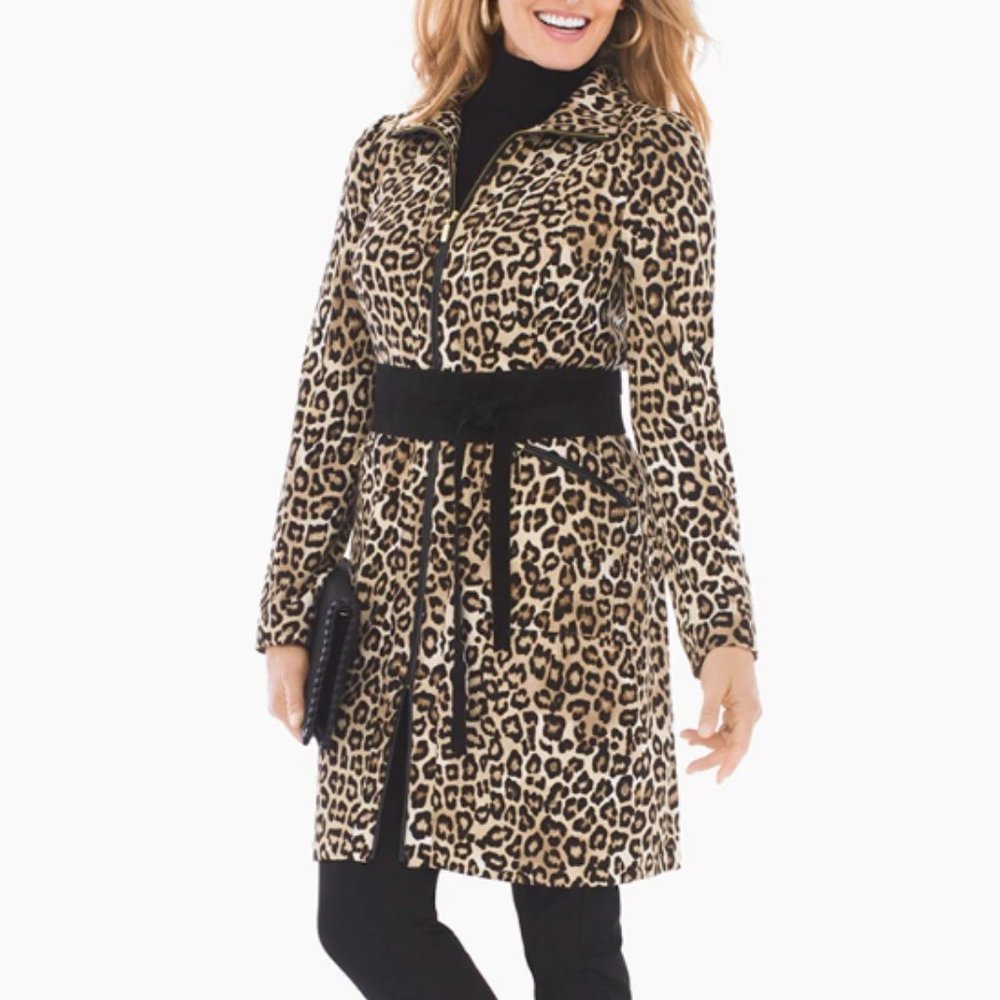 Chico's // Animal Print Zippered Jacket